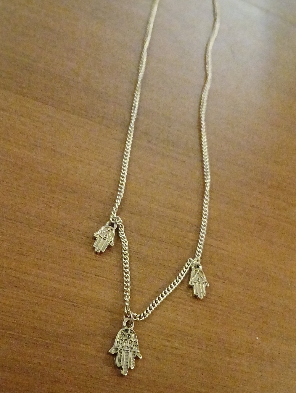Gold Toned Hamsa Hand Pendant Necklace - Child Size